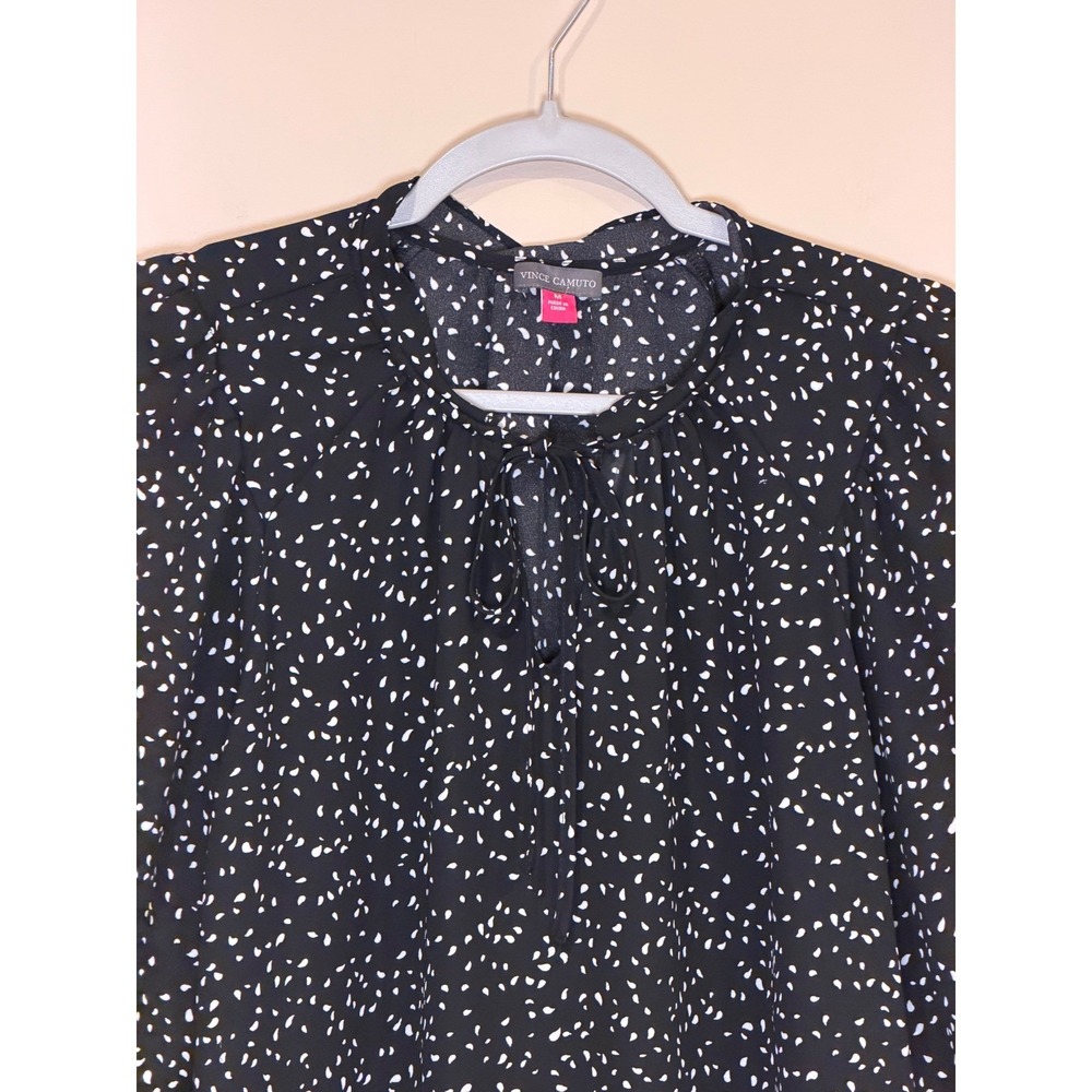 Vince Camuto Womens Blouse Black Size Medium Abstract Print Office Work Casual - Picture 4 of 6